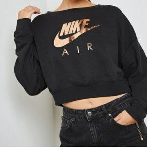 Nike Air Black Crop Sweatshirt with Rose Gold Logo